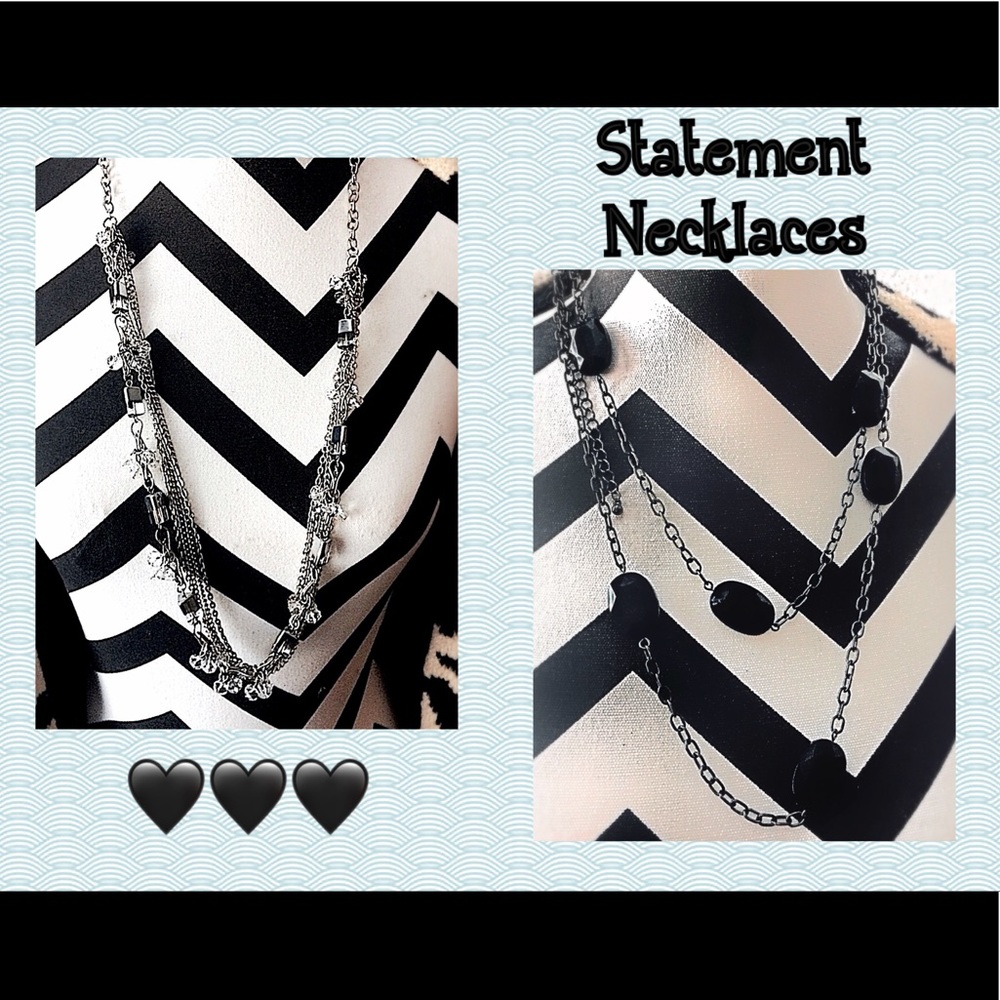 2 Necklaces - silver/Black